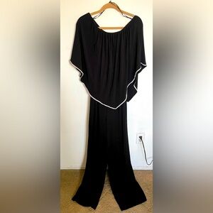 MSK Black and White Cape Overlay Jumpsuit